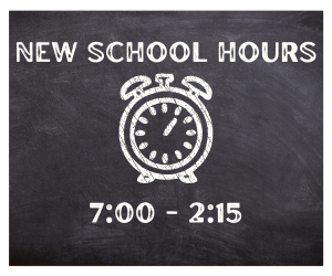 New school hours 7a.m. to 2:15p.m.